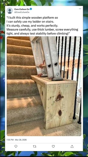 Finally! A Safe Ladder on Stairs 🪜 Genius Home Safety Hack! #LadderHack #HomeSafety