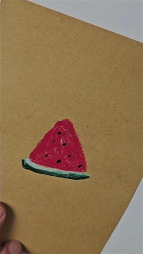 Painting Watermelon with Oil Pastel 🍉