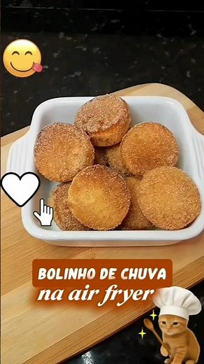 Bolinho de chuva feito na air fryer. #receitas #bolinhodechuva