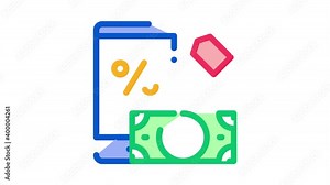 money phone pledge Icon Animation. color money phone pledge animated icon on white background