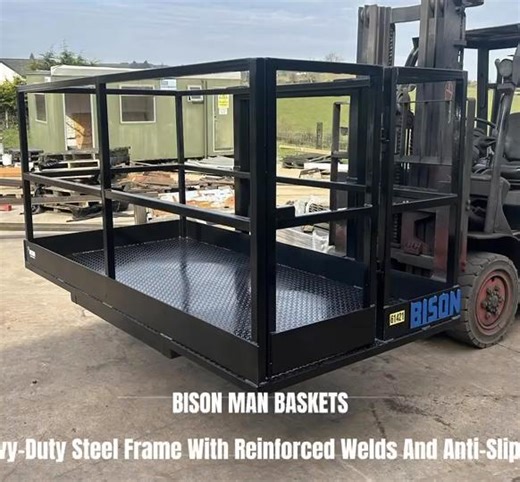 BISON MAN BASKETS • Heavy-Duty Steel Frame With Reinforced Welds And Anti-Slip Floor • Internal Harness Attachment Points For Operator Safety • Certified Lifting Chains And Locking Door Mechanisms • Compatible With Telehandlers, Cranes, And Excavators • Available In 8x4 And 10x4 Sizes • Available Painted Or Galvanised • Available With Multiple Of Any Brackets • Nationwide Delivery Available 🔥 Prices Starting From Only £1000 VAT 🔥 Contact Today For More Information 📞 07365372127 - Aaron 📞 078