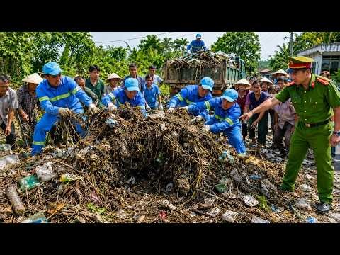 72 Hours Shocking Cleanup: Giant Python Emerges Under Abandoned Bridge During Canal Cleanup!
