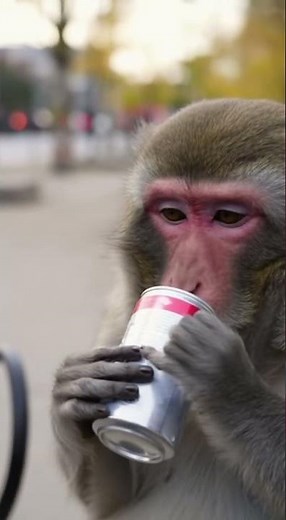 Monkey Steals Soda, Opens It, and Burps