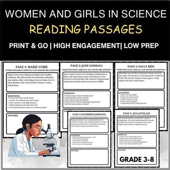Women in Science Comprehension Pack | 20 Passages   Answer Key | Grades 3–8