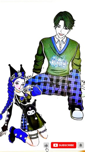 K-Pop Demon Hunters Rumi 💙 Sajaboys Kuromi Outfit | Sticker Dress Up ASMR Shorts #kpopdemonhunters