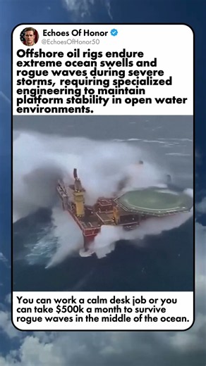 INSANE MASSIVE WAVE SLAMS INTO OFFSHORE OIL PLATFORM