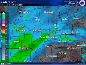 Current radar imagery shows snow overspreading the region from west to east. It may take a couple more hours before snow reaches the ground for areas southeast of Albany, but once snow starts it should quickly become moderate to locally heavy at times. | US National Weather Service Albany NY