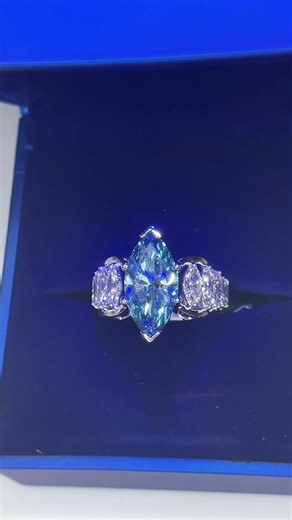 This just in at SJ: The 6.27 Carat Blue and White LGD Marquise Statement Ring in 14K White Gold!