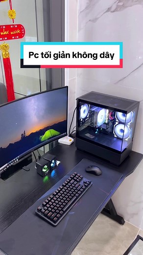 Pc bể cá gọn gàng chuẩn đen và kết nối wifi bluetooth không dây ... #nvtcomputer #pcgaming #maytinhchoigame
