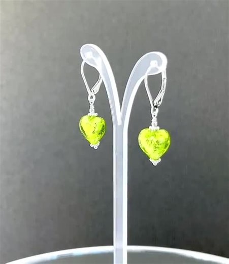 Dainty Apple Green Murano Glass Heart Earrings Venetian Lampwork Beads 10mm Heart Gold Filled Leverback Earrings Gift Ideas for Her E770 - Etsy