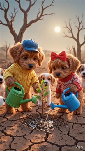 Puppy and Puppy's friends are planting trees.#cartoonvideo #aishorts #trending #trees #shorts #dog