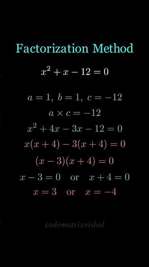🤷 Solve this equation using Factorization Method #factorization #quadratic #maths #mathematics