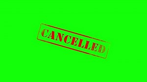 The Word Cancelled being stamped | Green Screen 3D Animation Clip with Alpha Map for Easy Background Removal