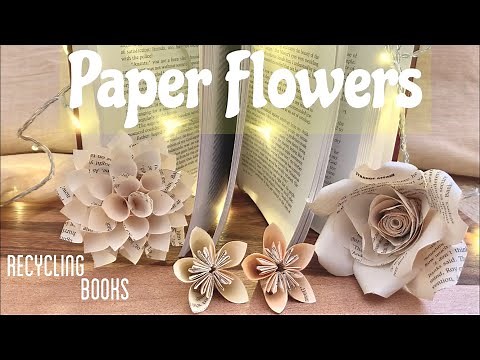 Book page flowers - Dahlia, Roses & Kusudama