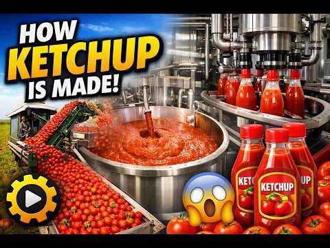 Inside the Tomato Processing Factory – (Full Process) How Ketchup Is Made