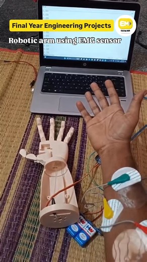 ELECTRO MOD lab ~ Engineering Projects on Instagram: "Robotic Arm using EMG Sensor 🦾 ✨ Control with muscle signals ✨ Real-time precision ✨ Industry-relevant innovation Looking for a complete final year project with guidance & support? We got you covered ✅ From concept → prototype → report, everything is guided online via Google Meet 📲 DM us today & book your project slot now! 🚀 robotic arm, emg sensor project, final year engineering project, robotics innovation, project centre chennai, mini p