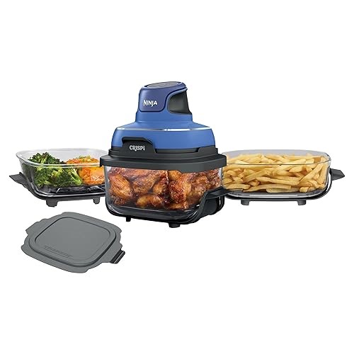 Ninja Crispi 5-in-1 Portable Glass Air Fryer Cooking System, 1500W, 6-Cup, 4-Quart & 2.5-Quart TempWare Containers W