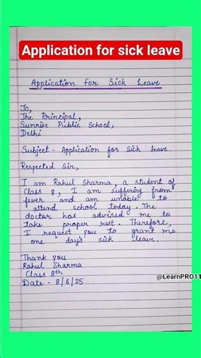 Application for sick leave /Application For Fever /Application On Sick Leave/2 Days Application