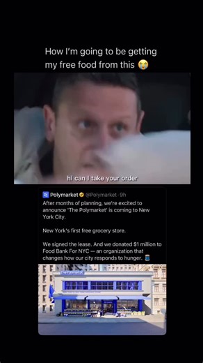 @thekrabbypattymemes on Instagram: "I wonder how they’re going to pull this off with people like me 😂 “The Polymarket” is officially arriving in New York City on February 12th as the city’s first-ever free grocery store. Located at 7 Madison Avenue, this pop-up project moves decentralized prediction markets into the physical world to address real-world issues like food insecurity. By partnering with Food Bank For NYC and donating $1 million, Polymarket is providing fully stocked shelves to all