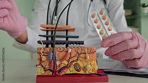 Understanding skin anatomy with a detailed model and educational tools in a clinical setting