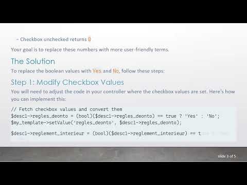 Transform Checkbox Values from 1 and 0 to Yes and No in PhpWord Templates