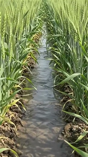 Surface irrigation method on wheat crop. #agriculture #irrigation # #agtech #agricultureengineering