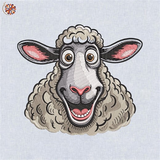 Funny Sheep Face Embroidery Design | Farm Animal Machine Embroidery File - Etsy