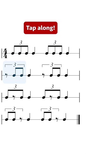 Rhythm tap along – 8th note triplets #sightreading #musiclessons #rhythms