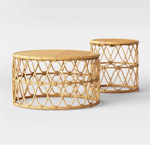 Round Rattan Coffee Table: Hand-woven Natural Cane Centerpiece - Sustainable Boho Coastal Furniture - Child Safe & Sensory Friendly - Etsy