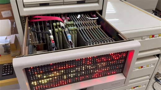 Spinning up one of three DEC RA60 disk packs. It's the size of a washing machine and rocks 205MB, but on the plus side, it sounds like a jet engine... have a listen!