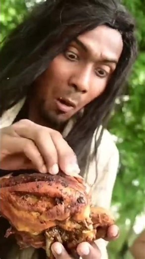 🔥 Cooking Wild Chicken in the Jungle | Forest Chicken Eating Scene | Jungle Food Video 🍗🌲#shorts