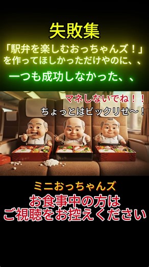 【ASMR】完全失敗集！駅弁楽しく食べてほしかっただけやのに、、ミニおっちゃんズ #asmr #ai＃おもろい#笑い健康 ＃クスッとしてね