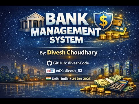 BANK MANAGEMENT SYSTEM | CS50 PYTHON | FINAL PROJECT | HARVARD UNIVERSITY