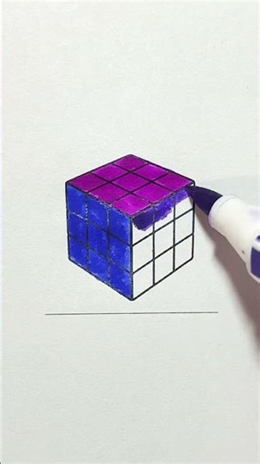 Coloring a Rubik’s Cube 🧩🎨 #rubikscube #coloring #drawing #coloringpage #usashorts🎨