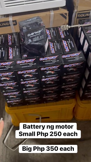 Battery ng motor Small Php 250 each Big Php 350 each Location: bodega ni boss smn wakas bocaue bulacan Open: tuesday to sunday 8am to 5pm Closed: monday | Bodega ni boss SMN