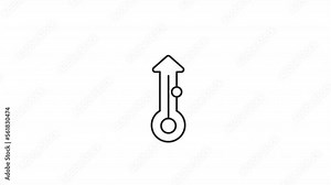 Animated temperature linear icon. Global warming. Climate change. Abnormal growth. Seamless loop HD video with alpha channel on transparent background. Outline motion graphic animation
