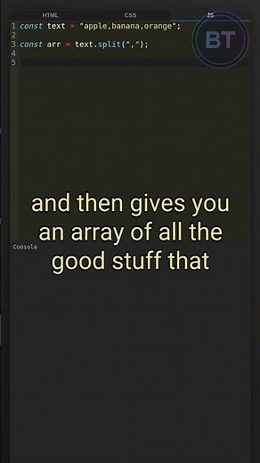 JavaScript split() Turns String Into Array #javascript