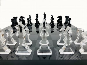 Handmade Acrylic Chess Set: Black and White Board & Figures - Etsy