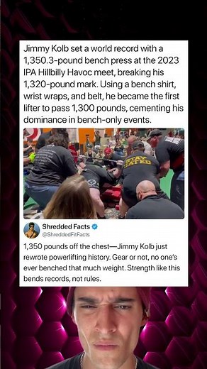 Jimmy Kolb set a world record with a 1,350.3-pound bench press at the 2023 IPA Hillbilly Havoc meet