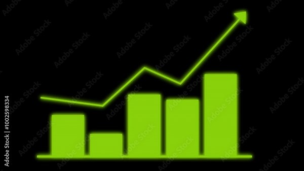 Green bar graphic growing business graphic motion animation. Bar chart of growing business