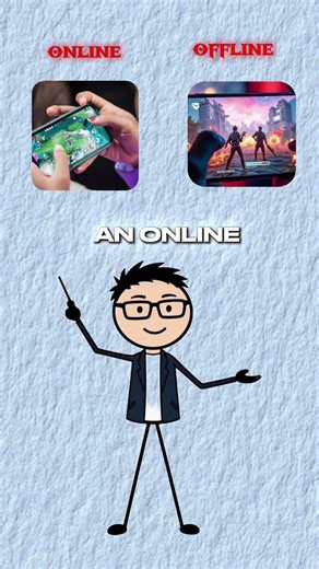 Difference between offline game and online games 🎮 😴 #ai #ytshorts #stickman #educational