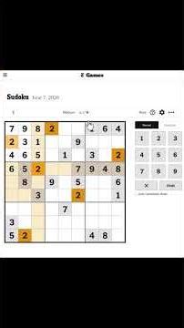 7th June 2026 - NYT Sudoku Answers Easy Medium Hard