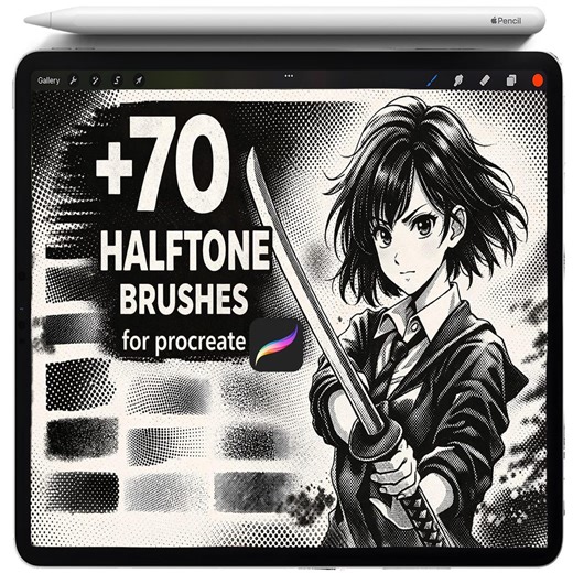 Procreate Halftone Brushes, Crosshatch Brush Set, Procreate Line Art, Procreate Shading Brushes, Ink Texture Brushset, Procreate Comic Book - Etsy