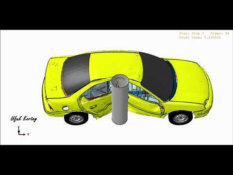 Side Pole Impact Car Crash Simulation in Abaqus
