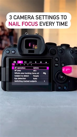 AWPRO on Instagram: "Nail perfect focus every time! Set your mirrorless camera to servo, spot AF, eye detection, and touch-and-drag for precise tracking. Try these settings & share your results! [Camera Settings Tips, Auto Focus, Photography Camera, Mirrorless Camera] 🎥@vanessajoy #sony #canon #camerasettings #camerasetup #focussettings #AWPRO #UAE"