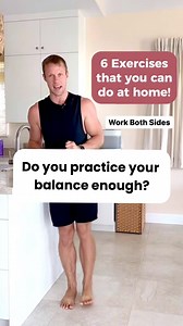 6 full body exercises to practice at home to improve your fall risk, it takes your whole body! #fullbodyworkout #balance #seniorfitness #balancepractice #fallrisk #fallprevention | Grow Young Fitness