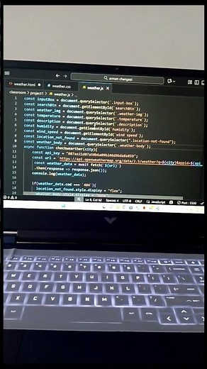 Create a weather web app using Html CSS javascript #coding #programmer #weather