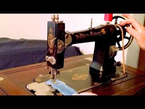 Rare Serviced Antique 1920's White FR Treadle Sewing Machine in Fully Enclosed Cabinet FR3325162