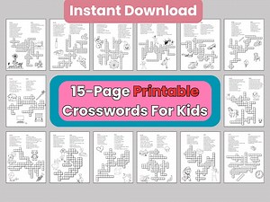 Kids Crossword Puzzle Bundle: Educational Activity, Ages 6-10 (PDF Download) - Etsy Australia