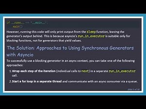 How to Use a Synchronous Generator in Asyncio